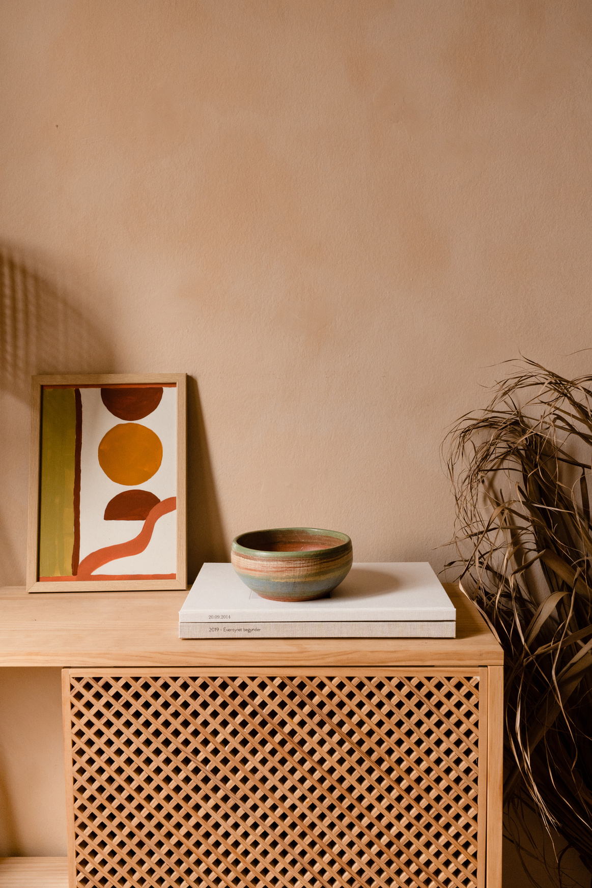 Minimalist Decorations on Wooden Shelf